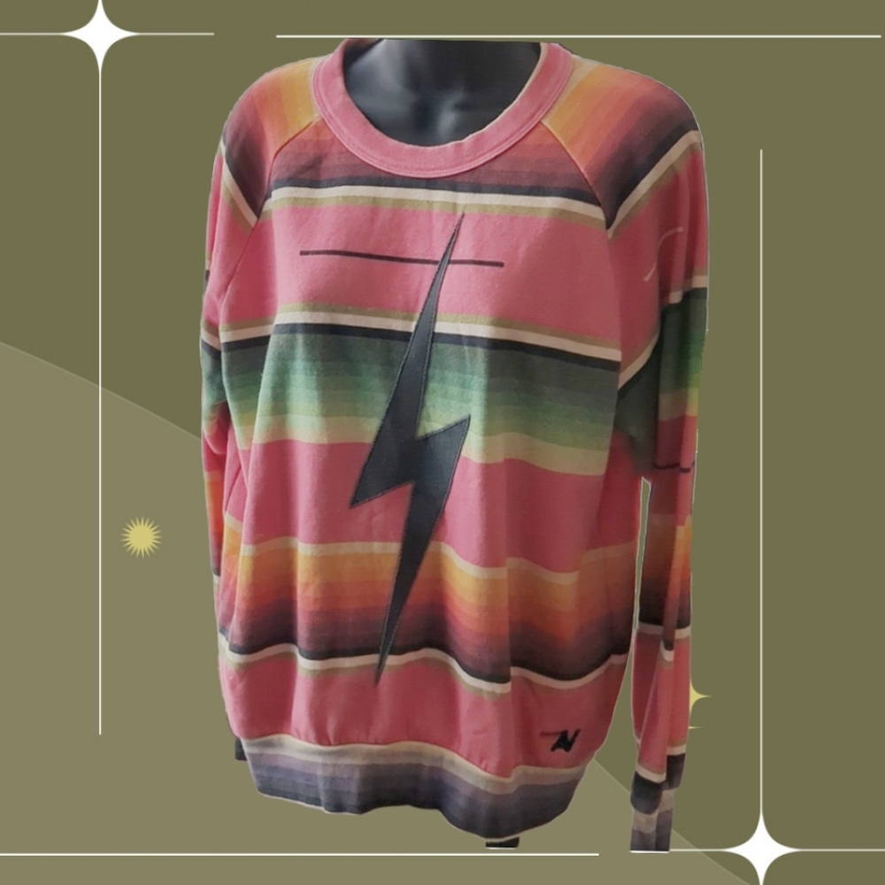 🍋✨ Aviator Nation Tulum bolt stitch serape sweater size m